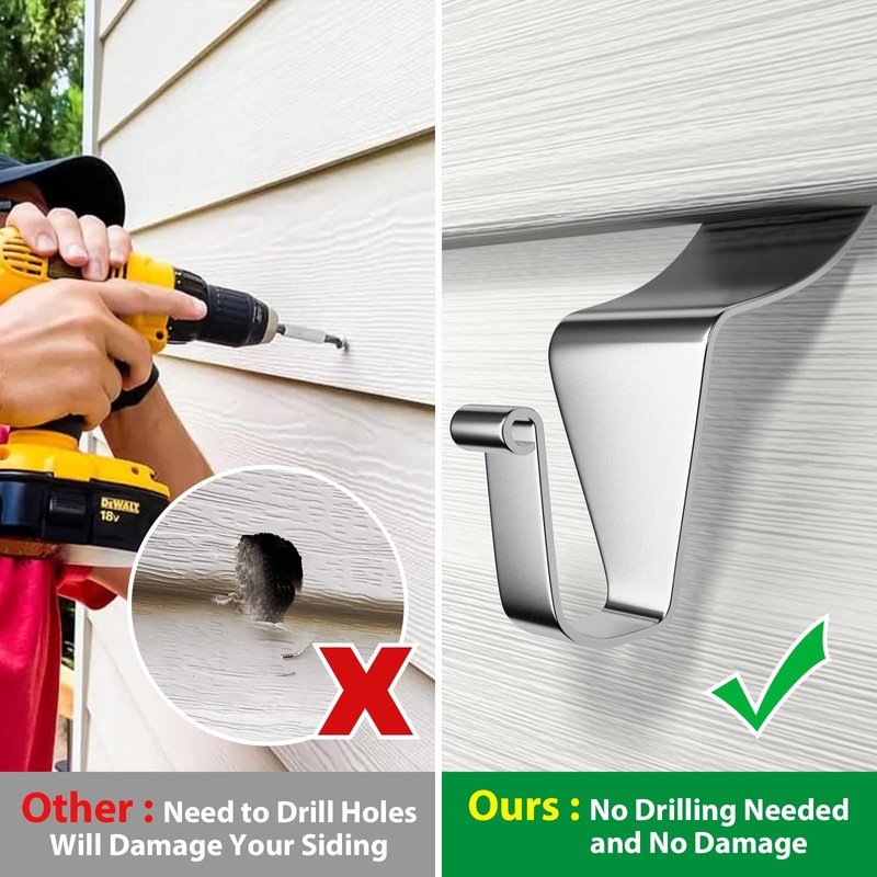 Booda Brand Vinyl Siding Hooks, Heavy-Duty Stainless Steel Siding Hooks
