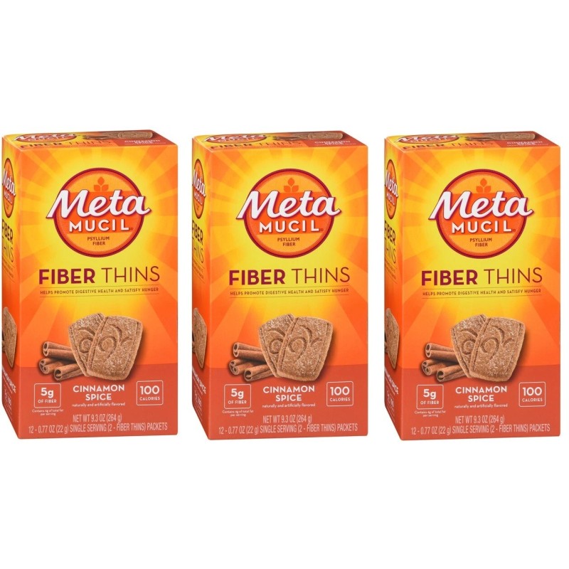 Metamucil Fiber Thins Cinnamon Spice 24ct (3 Pack)