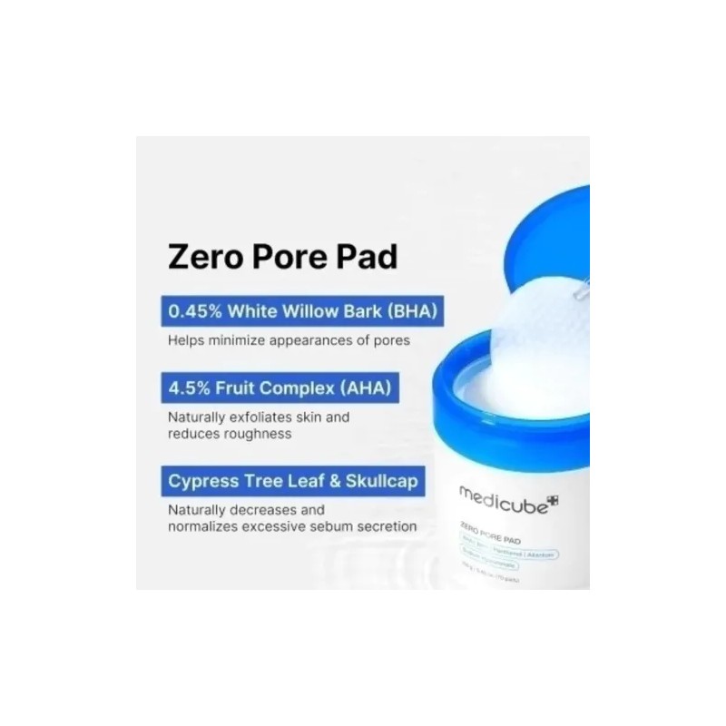 Medicube Zero Pore Pad 2.0, Pads Tónico, 70 Pzs