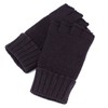 BYOS Unisex Winter Solid Fingerless Knit Gloves Ribbed Cuff, Jg730-black,