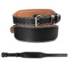 Leather Contoured Weightlifting Belt with Steel Roller Buckle Support Powerlifting