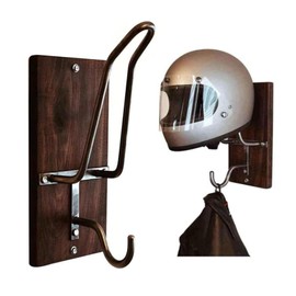 NIYATA Motorcycle Helmet Wall Mount Wall Mount with Hooks, Multifunctional Helmet Mount Wall, Wood, Durable, Can Hang Coats, Helmets, Hats, Jacket