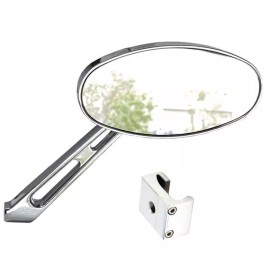 Moore Parts Manx Buggy Chrome Sideview Oval Mirror W/Aluminum Mount, Each