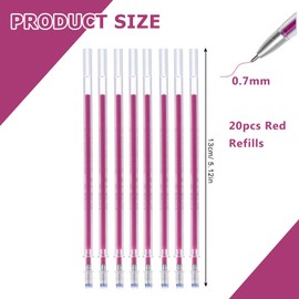 Rnigra 20pcs Heat Erasable Fabric Pens for Sewing Refills, Fabric Markers Sewing Erasable, Embroidery Pen, Fabric Pens Sewing for Quilting Sewing Dressmaking Fabrics Embroidery(Rose red Refill)