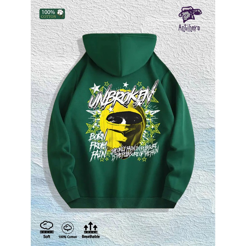 Unbroken Graphic Hoodie 100% Cotton US Warehouse 7 ColorsColor: Brown,