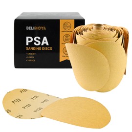 BELINOVA 100PCS PSA Sanding Discs 120 Grit Sandpaper Discs 6 Inch Sand Paper Discs for Sander DA Sander Orbital Sander Aluminum Oxide Self Stick Sanding Paper for Wood Metal Car Paint Drywall