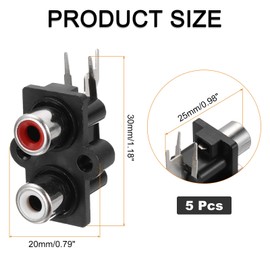 MECCANIXITY 5Pcs PCB Panel Mount AV Concentric Outlet 2 RCA Socket Female Jack Audio Video AV Connector 3pins Black