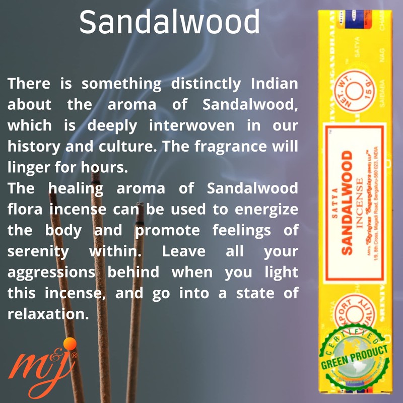 Original Satya Nag Champa Sandalwood Incense Sticks | with M&J