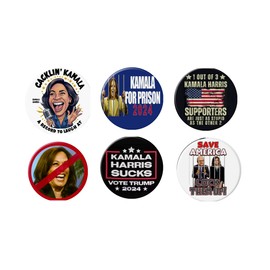 Anti-Kamala Harris pins - Anti Kamala Harris buttons - Set of 6-2.25 inches
