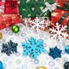 5Pcs Snowflake Christmas Table Decorations, White Blue Wooden Snowflakes Tabletop