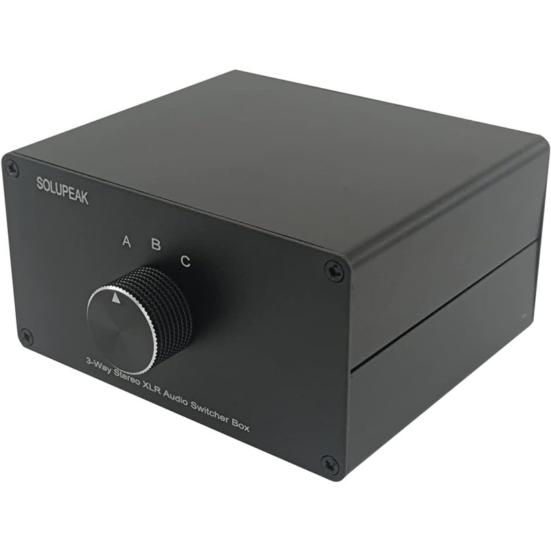 SOLUPEAK 3-Way XLR Stereo Audio Switch Box, Balanced Audio Converter,