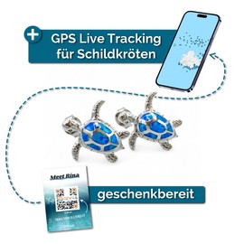 Aninu Earrings with Turtle 925 Silver & GPS Live Tracking - Turtles Stud Earrings Jewellery for Women, Ear Stud Christening Gifts for Girls & Women, Women's Earrings as Gift, Turtle Earrings, Sterling