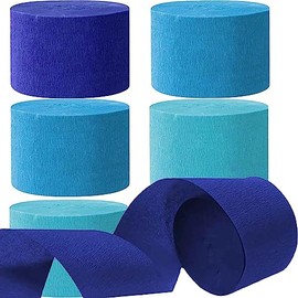 Blue Crepe Paper Party Streamers-4.5CM(1.77in) Wide 25M(82ft) Long 6 Rolls