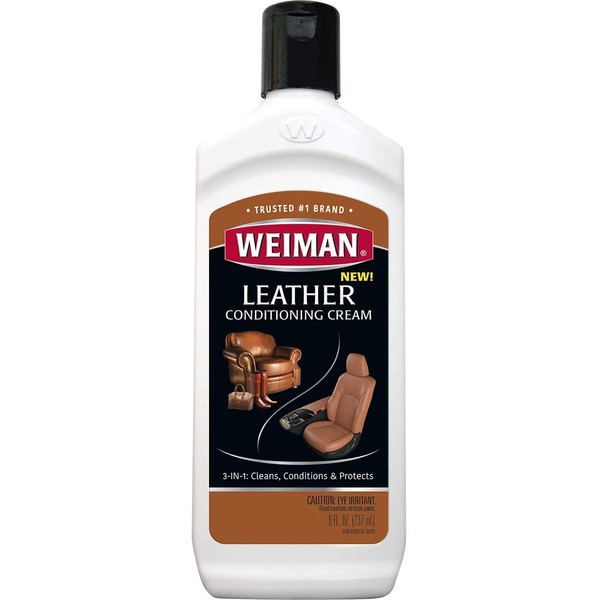 Weiman 3 in 1 Deep Leather Cleaner & Conditioner Cream - Restores Leather Surfaces - Use on Leather Furniture, Car Seats, Shoes, Bags, Jackets, Saddles