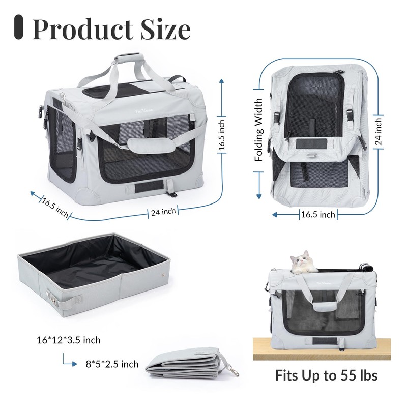 Extra Large Cat Carrier for 2 Cats, Soft Pet Car