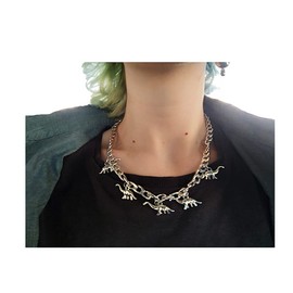 Eyraevor Women Goth Punk Metal Dinosaur Pendant Choker Necklace Fairy Necklace Hip Hop Goth Choker Chain