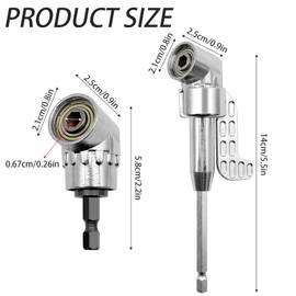 105° Angle Wrench Attachment Adapter, Corner Tool Screw Hub Multi-function Bend Screwdriver Bit, Hex Shank Angle Gear for Garage Builders