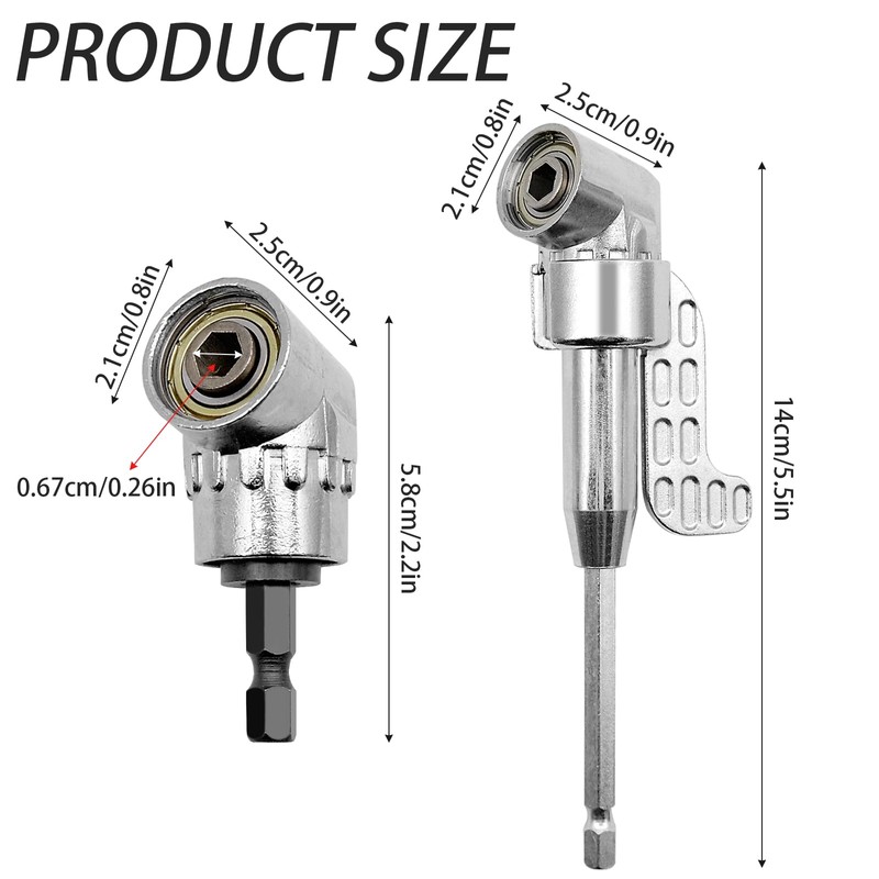 105° Angle Wrench Attachment Adapter, Corner Tool Screw Hub Multi-function