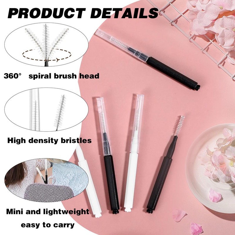 Pack of 60 Micro Eyebrow Brushes, Eyelash Brush with Cap,