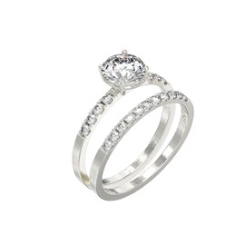 Aeon Jewellery Wedding Ring Set - 925 Sterling Silver | Engagement Solitaire Set with 7mm Brilliant White Cubic Zirconia | Sizes J-R | Infinity Ring