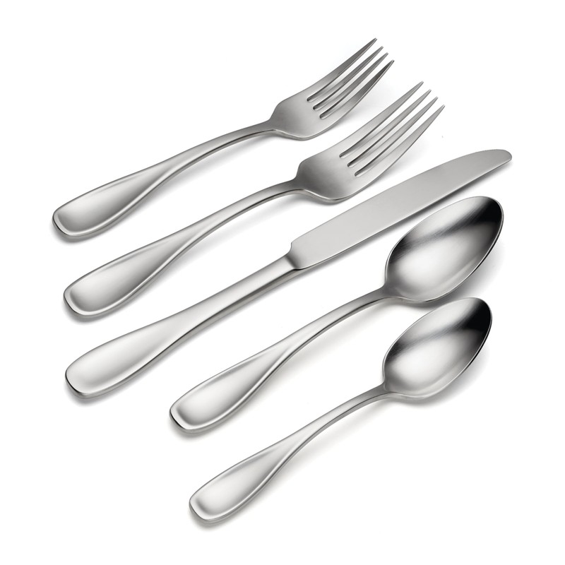 Oneida H221045AL20 Brushed Satin Voss 45 Piece Everyday Flatware Set,