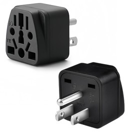2 Pack US Travel Plug Adapter, EU,AU,UK,CN,to USA(Type B),Grounded 3 Prong for USA Wall Plug,Wall Outlet Power Charger Converter