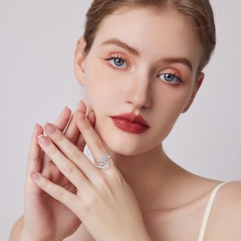 YYmqmq Miscarriage Gift for Mother 925 Sterling Silver Angel Rings Mommy of An Angel Memorial Sympathy Jewelry for Women Baby’s Footprints wing Rings