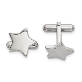 FJC Finejewelers Stainless Steel Polished Star Cufflinks 18 x 17 mm