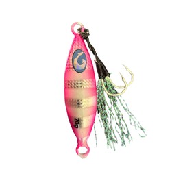 Slow Pitch Jig, Micro Size, Multicolor Teardrop Shape (Pink Glow Stripe, 20g)