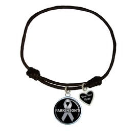Holly Road Parkinson's Disease Awareness Black Leather Unisex Bracelet Jewelry Choose Your Text