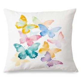 JINYO Butterfly Pillow Covers 18x18 inch, Butterfly Gifts for Women, Butterfly Throw Pillow Cover, Butterfly Room Decor for Girls, Preppy Room Decor