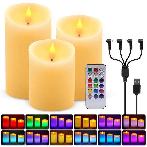 ALED LIGHT Rechargeable Candles Flickering with Remote,Flameless Candles Built-in Rechargeable