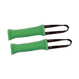 Redline K9 Bundle of 2 French Linen Dog Tug Toy 3 inch X 10 inch - 1 Handles (Green)