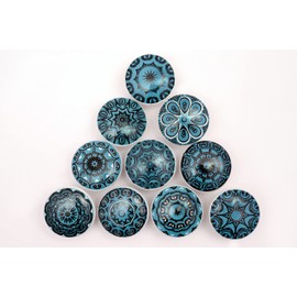 10 x Mixed Retro Flower Ceramic Knobs, Door Knobs, Cupboard Drawer Handles