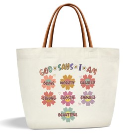 Floral Bible Verse Tote Bags for Women, Inspirational Religious Gifts for Women Christian Canvas Tote Bags Aesthetic Motivational Gifts for Women Friend Bestie Grocery Beach Bag Shopping Handbag -22