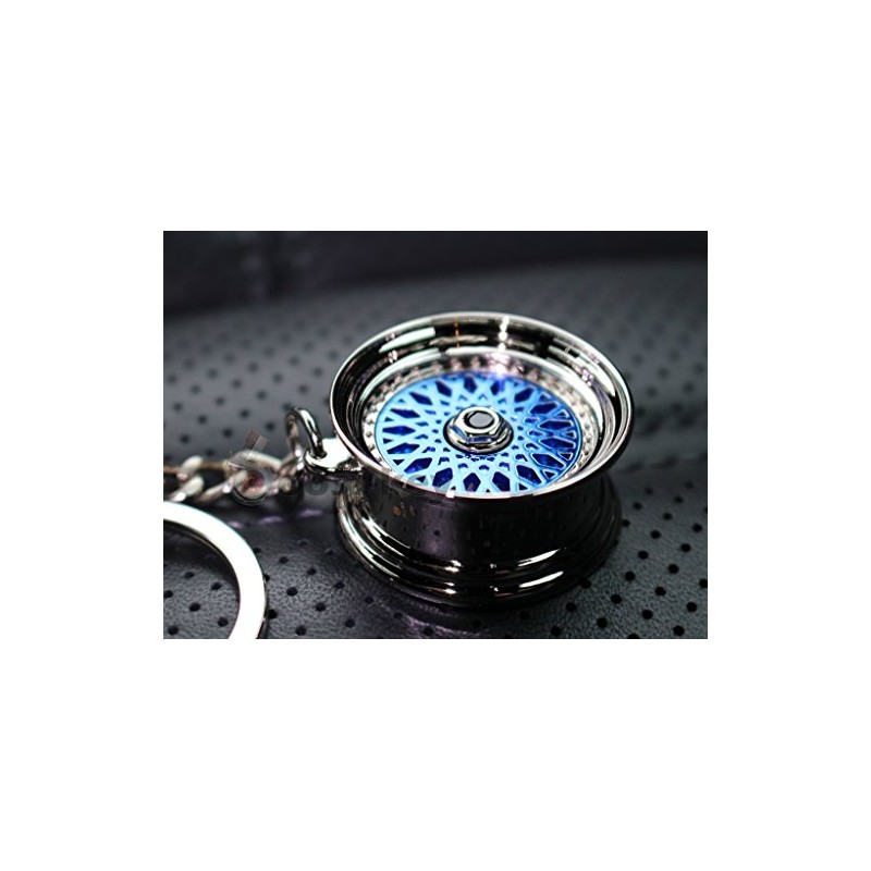 VmG-Store BBS Style Black / Chrome Rim Keyring - Solid