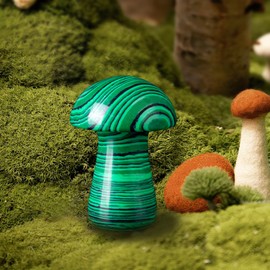 YATOJUZI 2" Mushroom Decor Malachite Healing Crystals Stones Cute Hand-Carved Polished Crystal Stone Gemstones Meditation Facial Massage Accessories Energy Reiki Gifts for Women Men