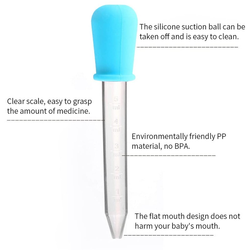 Color Random Children Dropper with Scale, Washable Reusable Infant Droppers