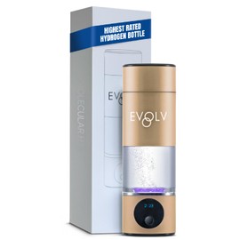 EVOLV Hydrogen Water Bottle Generator – SPE & PEM Water Ionizer 5.42PPM, Highest Concentrated Dose – 8oz Hydrogenated Water Bottle for Improved Energy & Inflammation Support - Easy to Use, Champagne