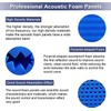 52 Pack Acoustic Foam Panels,1" x 12" x 12" Black/BLUE