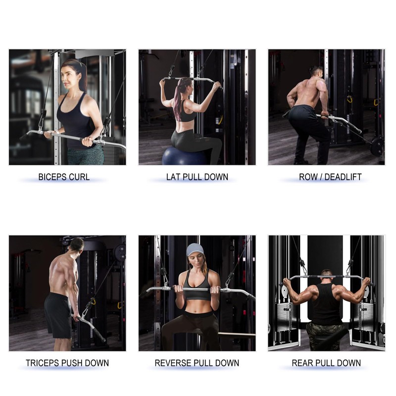 plzzree 48'' LAT Pull Down Bar: Rotating Double Hooks for