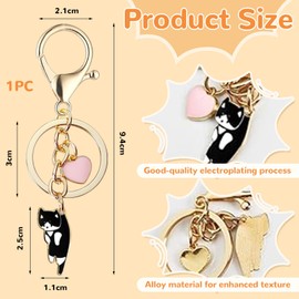 LunarCharm Black Cat Pink Heart Keychain Fun Cartoon Kitten Cute Keychain for Animal Keychain Birthday, Gifts for Cat Lovers, Black