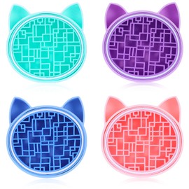 4 Pack 2 in 1 Makeup Brush Cleaning Mat with Brush Drying Holder, Silicon Cat Shaped Brush Cleaner Pad include Cosmetic Brush Organizer Rack, Portable Washing Tool for Makeup
