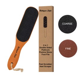Rattygan Style Foot File Callus Remover – Wooden Pedicure Tool for Dead Skin & Heel Scraping with Hanging Rope – Dual-Sided Foot Scrubber