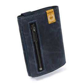 GUGGIARI® Slim Wallet with Coin Compartment Made of Microfibre Jacquard with RFID Protection - Slim Wallet for Credit Cards - Credit Card Holder - Wallet for on the Go, indigo, Stylish