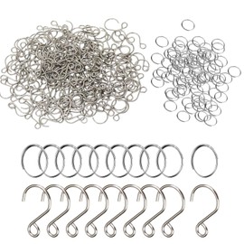 YAFIYGI 200Pcs Stainless Steel S Hooks for Chandelier Crystals Mini Silver Split Rings and Crystal Connectors Tiny Hanging Hooks for Ornaments and Decorative Hangers