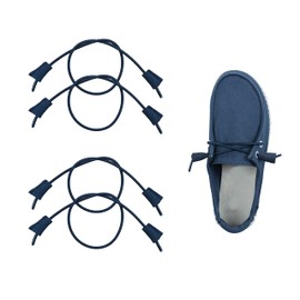 SONSIL Elastic Shoelaces Strings Replacement Laces for Hey Dude Shoes，No-Tie Laces (Two Pairs), Navy, 18In