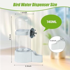 BWOGUE - Dispensador automático de agua para pájaros, dispensador de agua de periquitos de 4.73 onzas líquidas para jaula sin ensuciar, alimentador de agua para pájaros cacatúas, Budgie Conure,