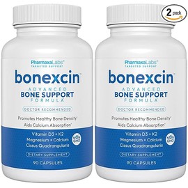 Bonexcin Advanced Bone Strength Formula | Targeted Bone Support for Increased Bone Density & Reduced Bone Loss from Natural Aging | Calcium with Magnesium, Folate & Vitamin D + K (Pack of 2)