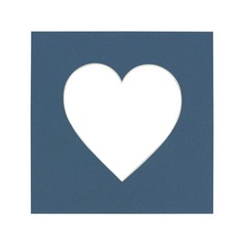 24x24 Mat Bevel Cut for 20x20 Photos - Precut Steel Blue Heart Shaped Photo Mat Board Opening - Acid Free Matte to Protect Your Pictures - Bevel Cut for Family Photos, Pack of 1 Matboard Show Kit With